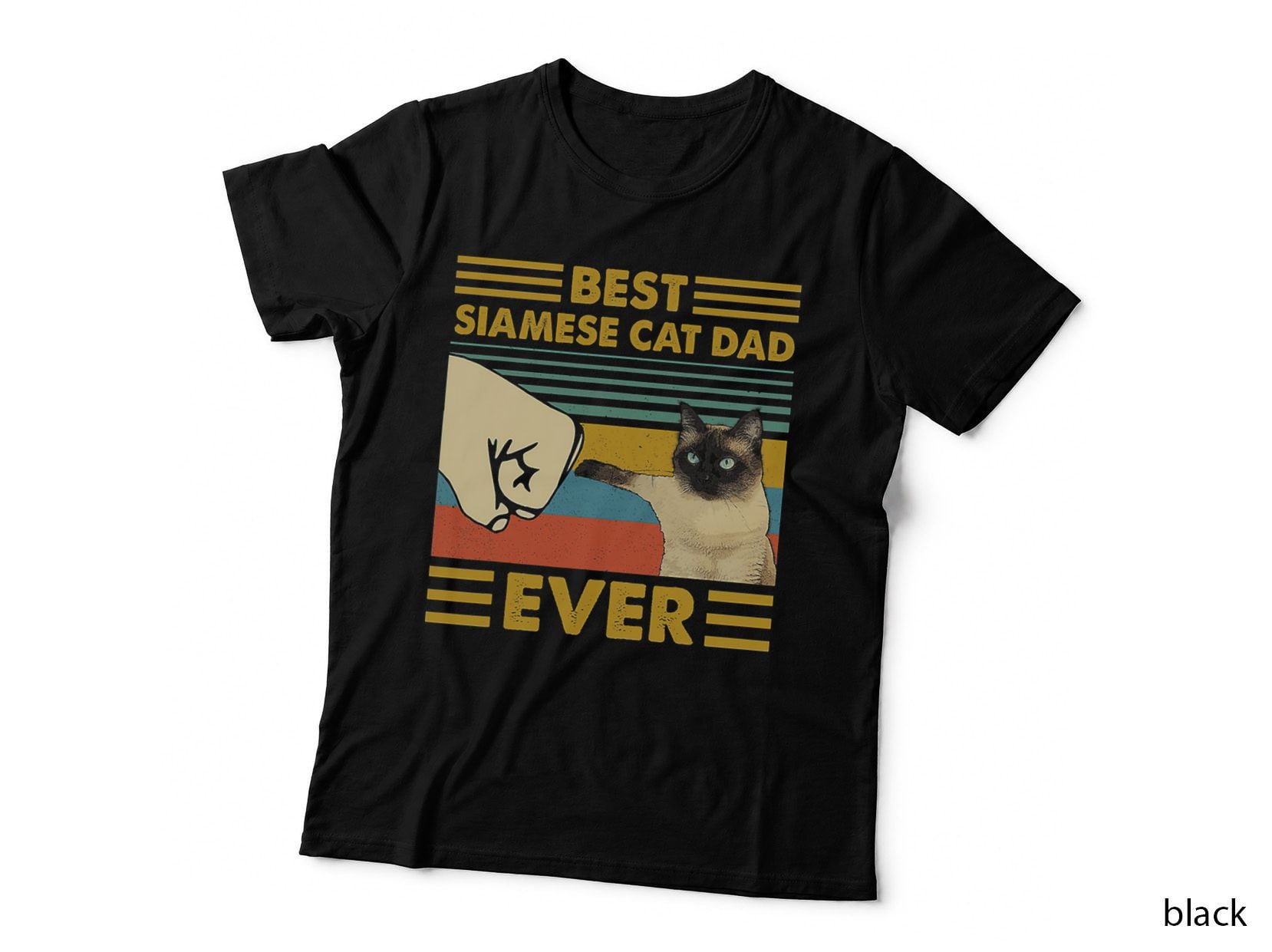 Best Siamese Cat Dad Ever Retro Vintage Sunset T-Shirt
