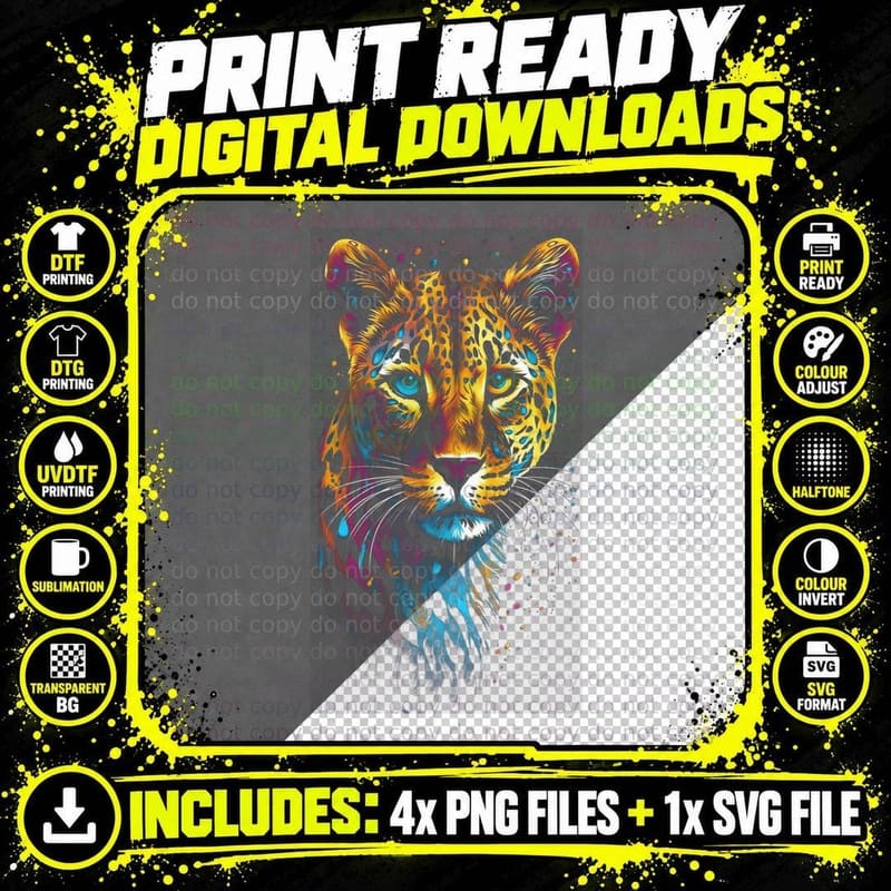 Big Cat Art Print, Wildlife Conservation Tee, Safari Gift Png SVG Digital Bundle
