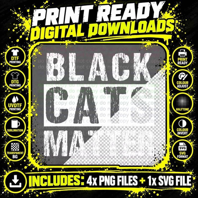 Black Cats Matter Shirts Funny Rescue Kitten Cat Tee Png SVG Digital Bundle