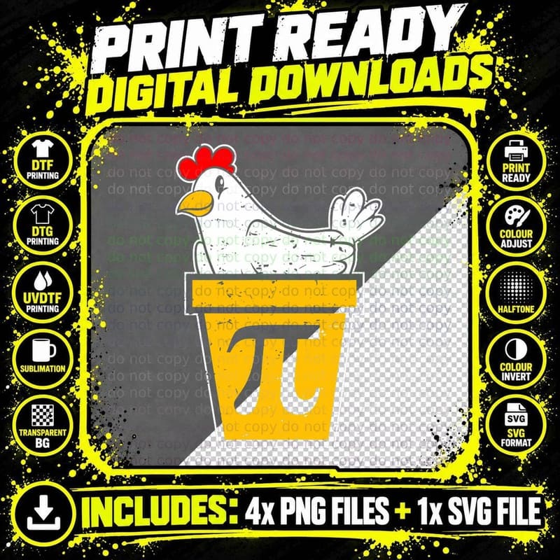 Chicken Pot Pi Day T-Shirt Png SVG Digital Bundle