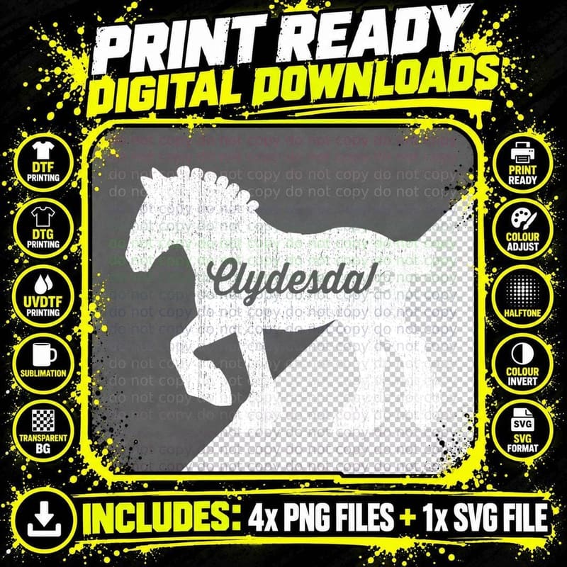 Clydesdale Draft Horse Shirt T-Shirt Png SVG Digital Bundle