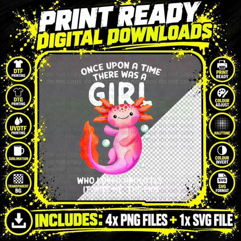 Cool Axolotl Art for Women Girls Salamander Axolotl Png SVG Digital Bundle