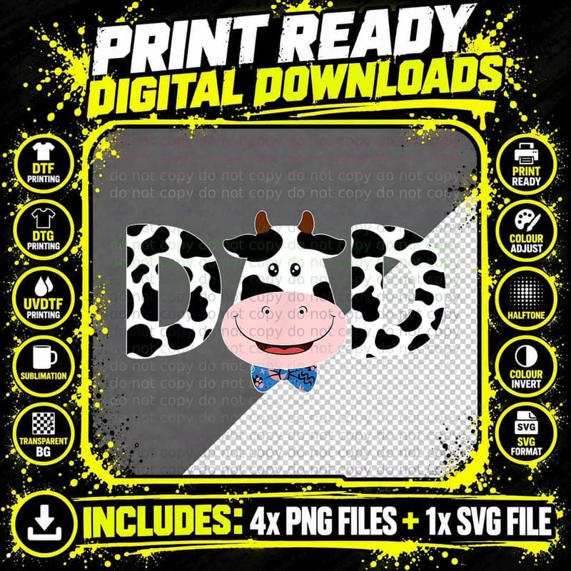 Cow Family Farm Party T-Shirt, Farm Animal Theme Png SVG Digital Bundle