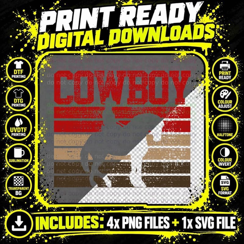 Cowboy Rodeo Horse Gift Country T-Shirt Png SVG Digital Bundle