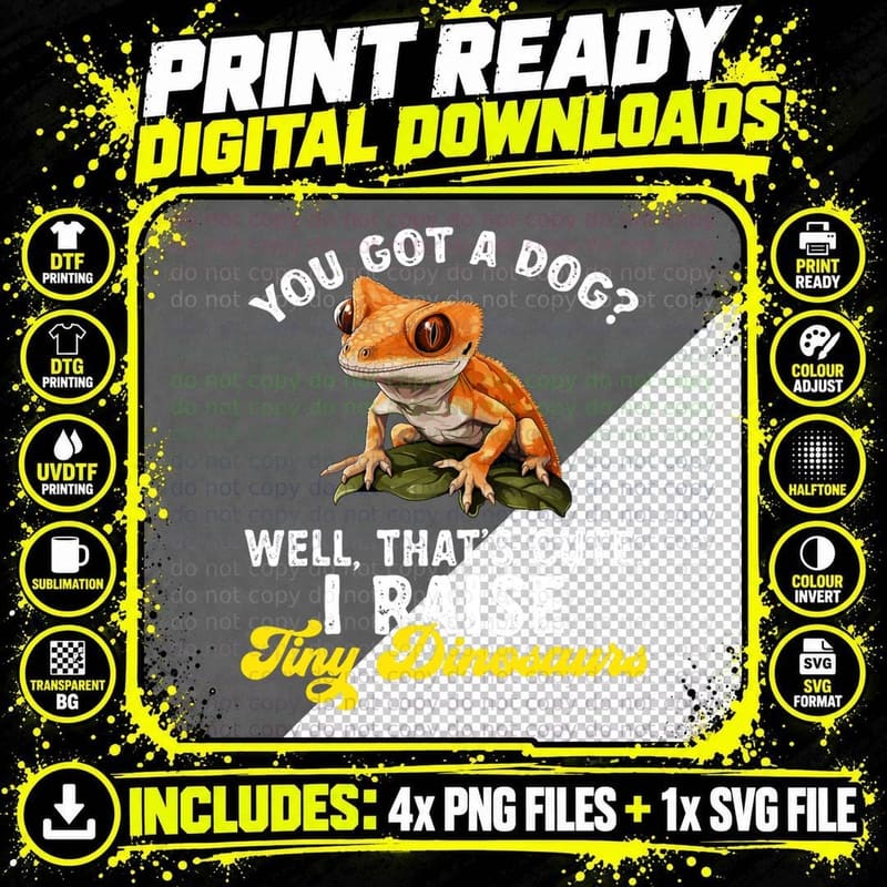 Crested Gecko Reptile - I Raise Tiny Dinosaur T-Shirt Png SVG Digital Bundle