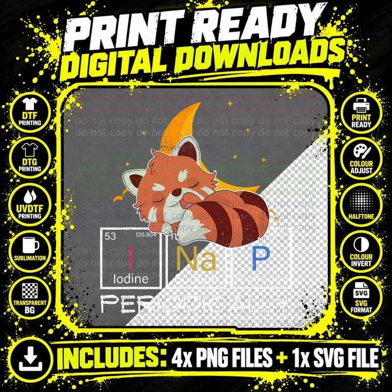 Cute Animal I Nap Periodically Pajama Sleeping Red Panda Png SVG Digital Bundle