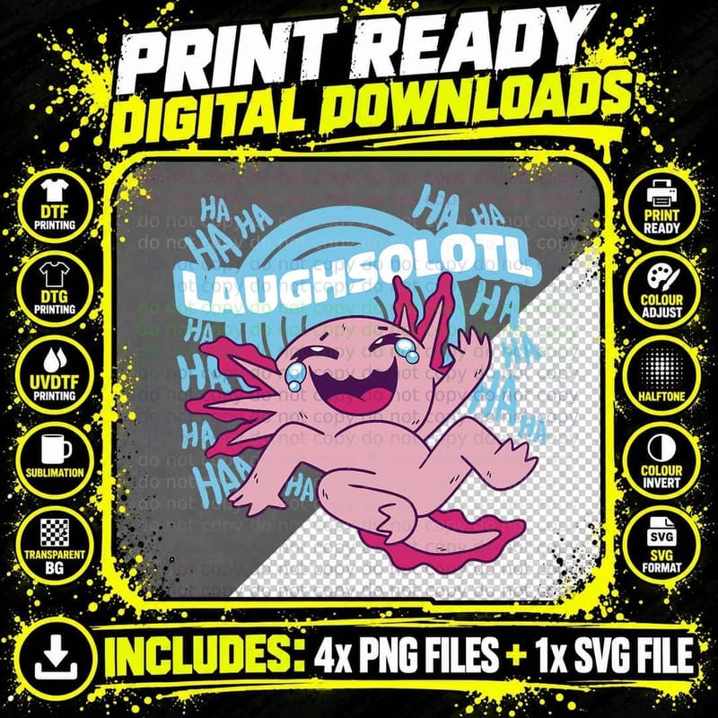 Cute Axolotl Shirts, Laughsolotl Axolotl Kids Boys Girls Png SVG Digital Bundle