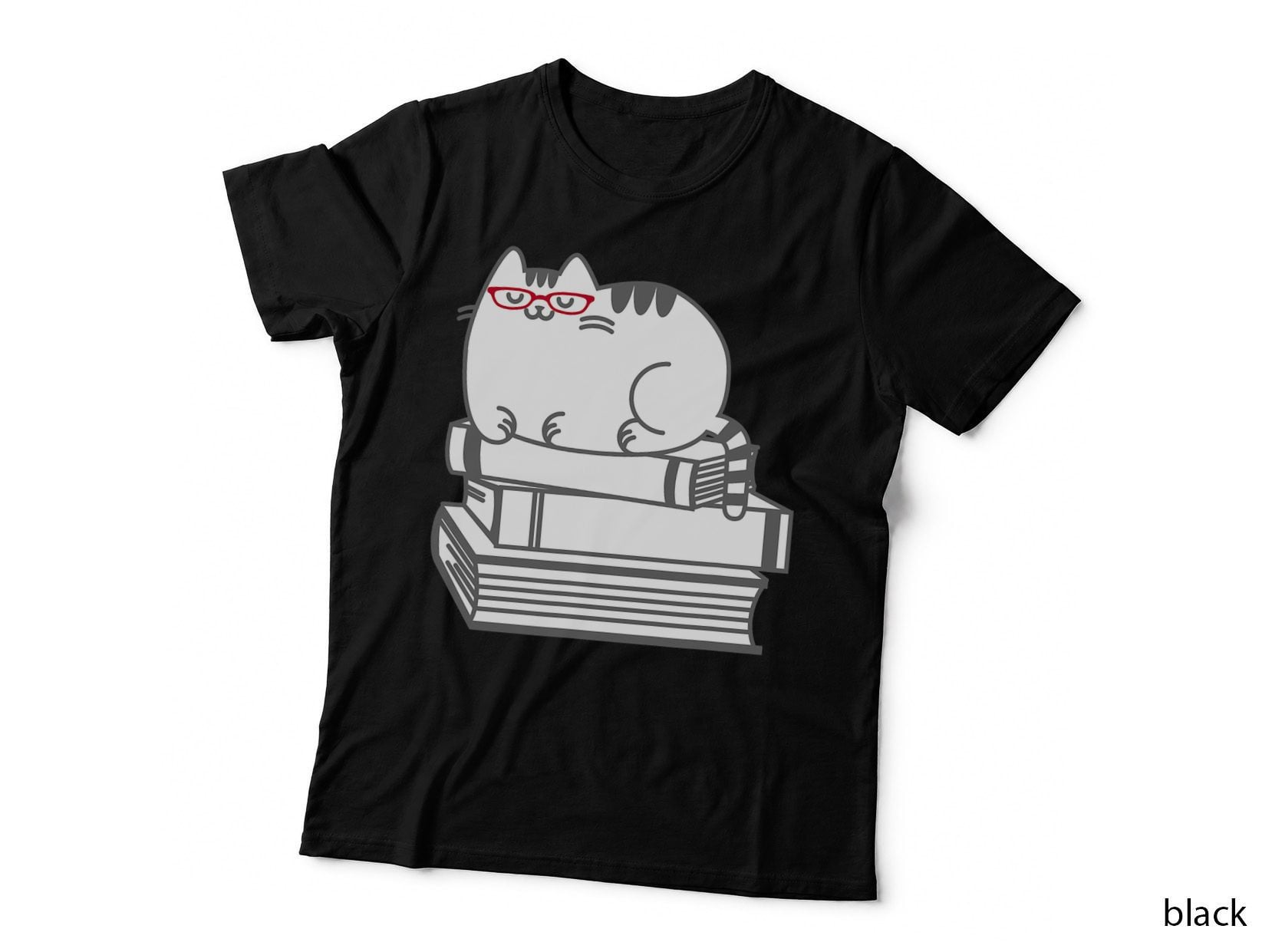 Cute Book Nerd Cat - Funny Nerdy Kitten T-Shirt