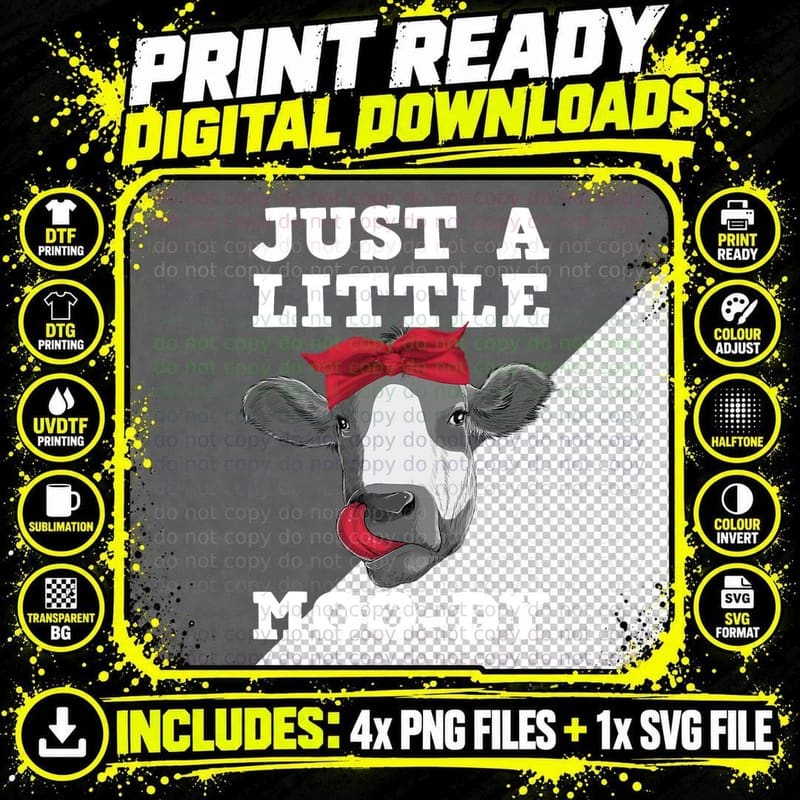 Cute Cow Design for Men Women Dairy Cow Lover Cattle Png SVG Digital Bundle