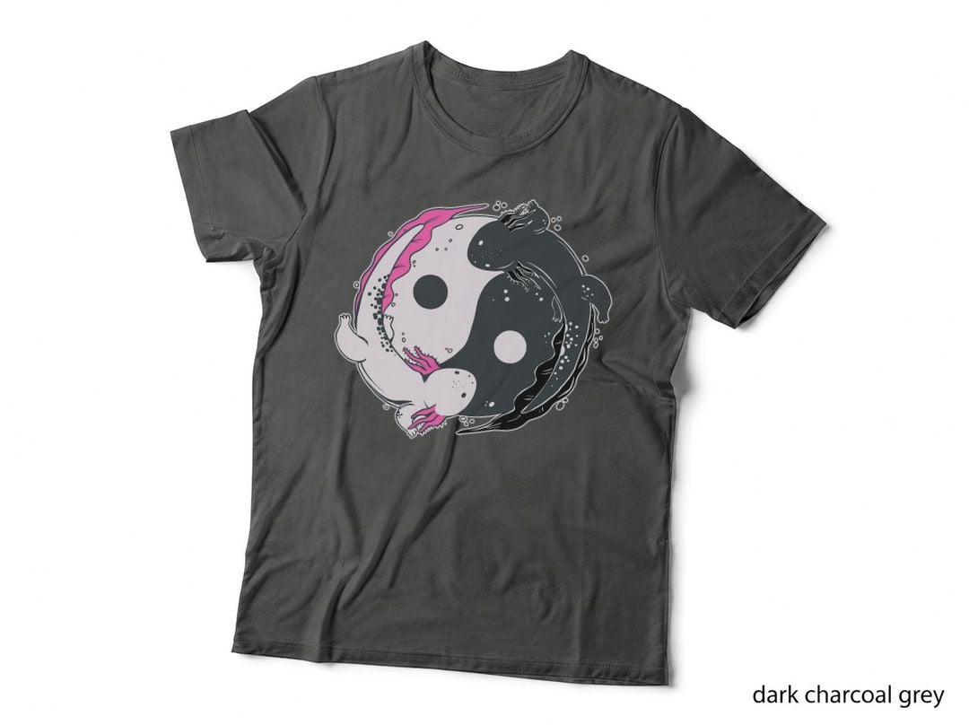 Cute Pink Axolotl and Black Axolotl Yin Yang T-Shirt
