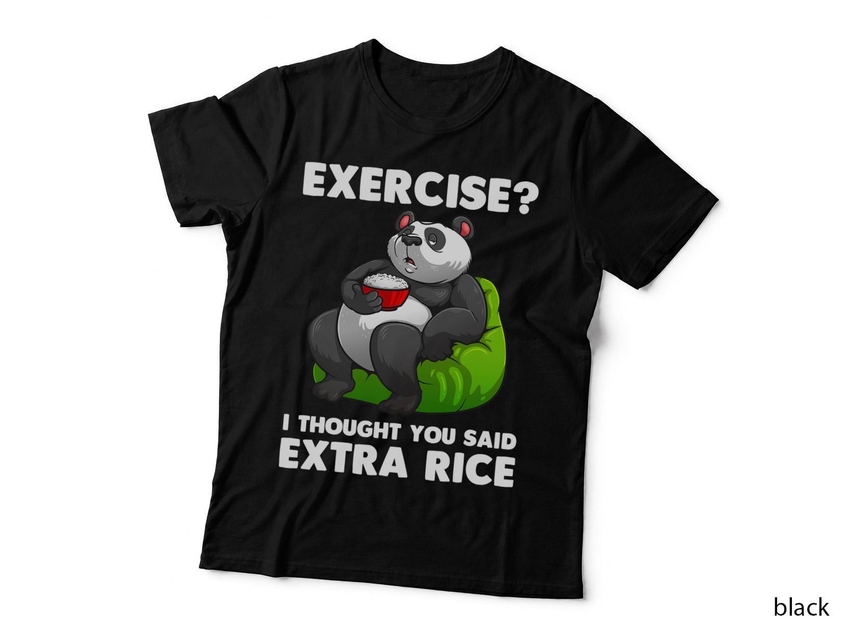 Cute Rice Art Men Women Asian Food Rice Panda Exercise Humor T-Shirt