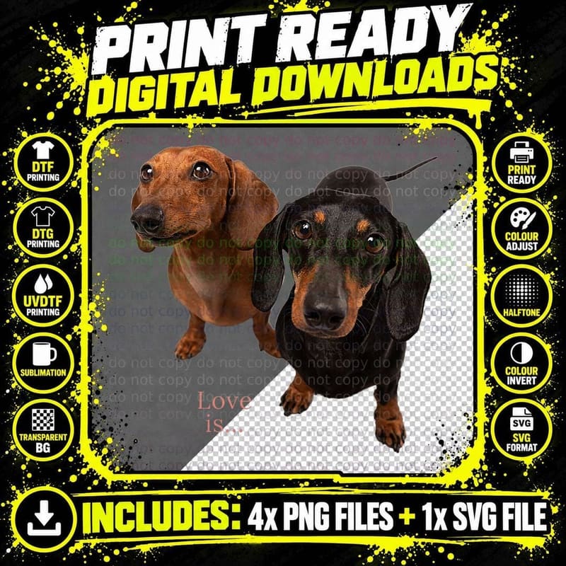 Dachshund Shirt Weiner Dog Mom Dad Love Doxie Puppy Cute Png SVG Digital Bundle