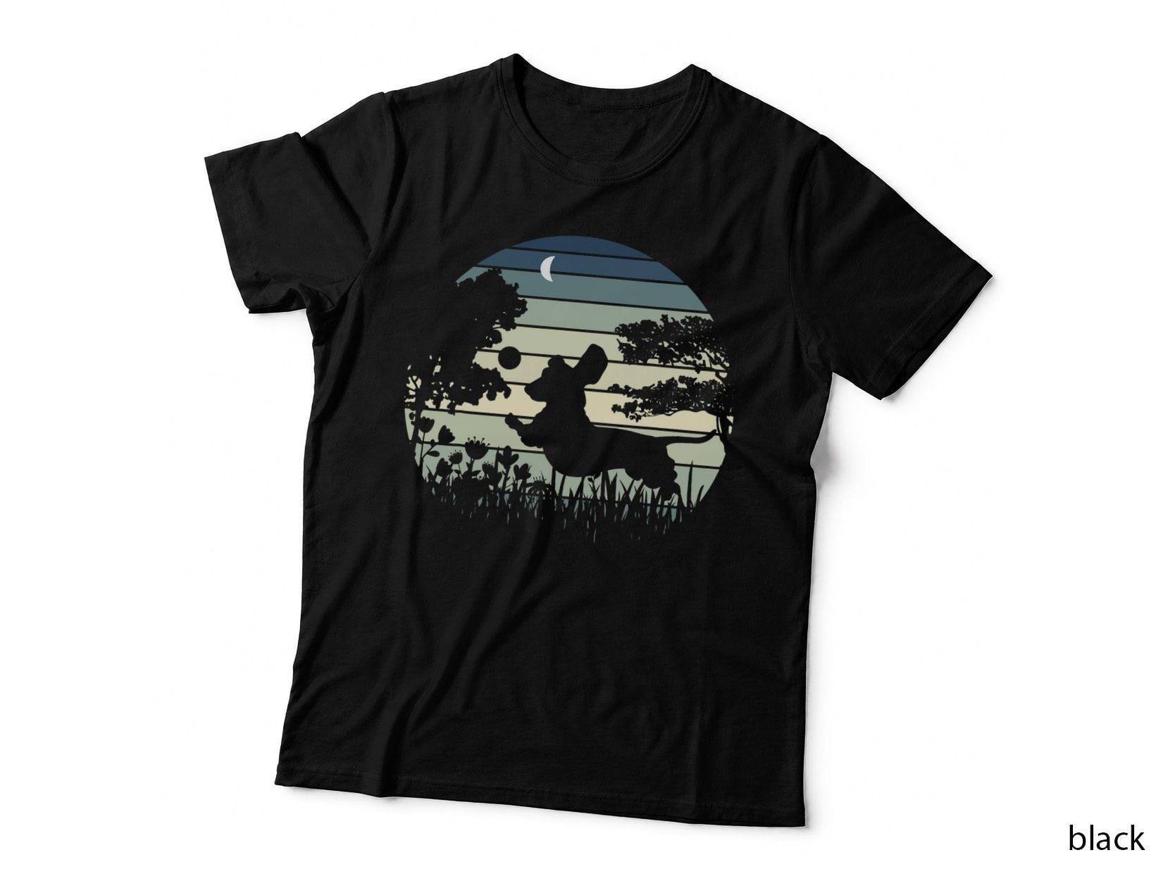 Dachshund Wiener Dog, Sunset Garden Nature Lover T-Shirt