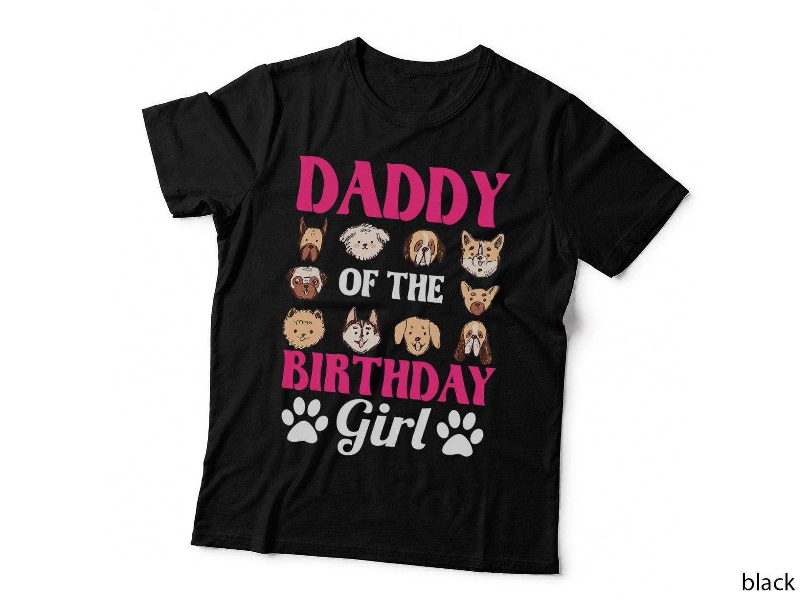 Daddy of the Birthday Girl Dog Paw Birthday Party Celebration T-Shirt