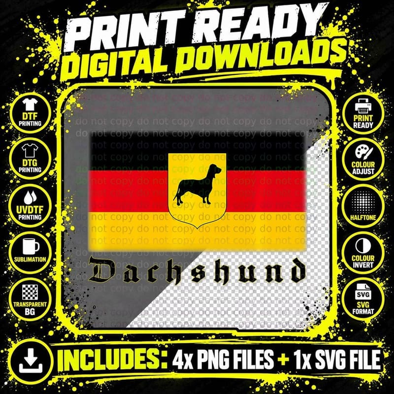Deutschland Dachshund German Flag for Weiner Dog Lovers Png SVG Digital Bundle