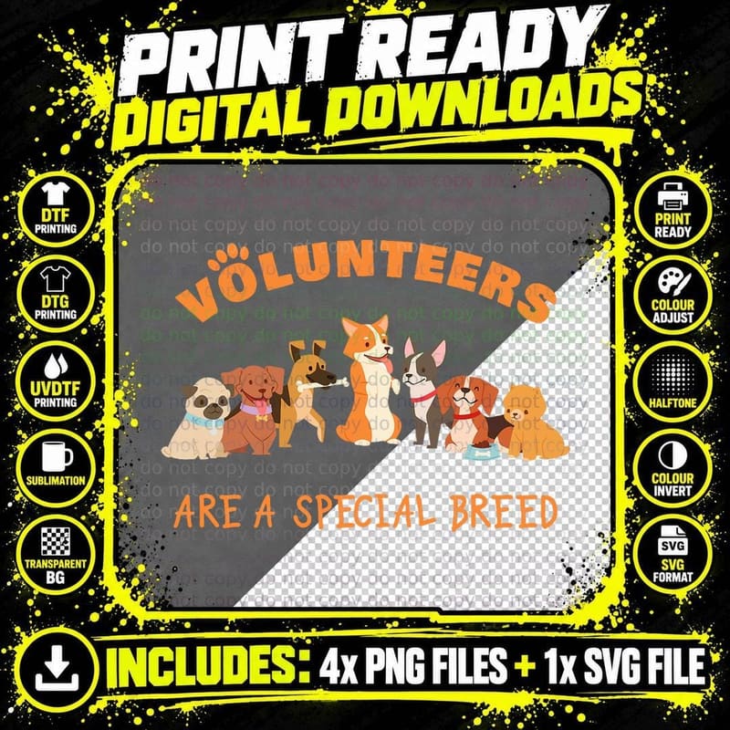 Dog Rescue Shelter & Adoption Volunteers Are a Special Png SVG Digital Bundle