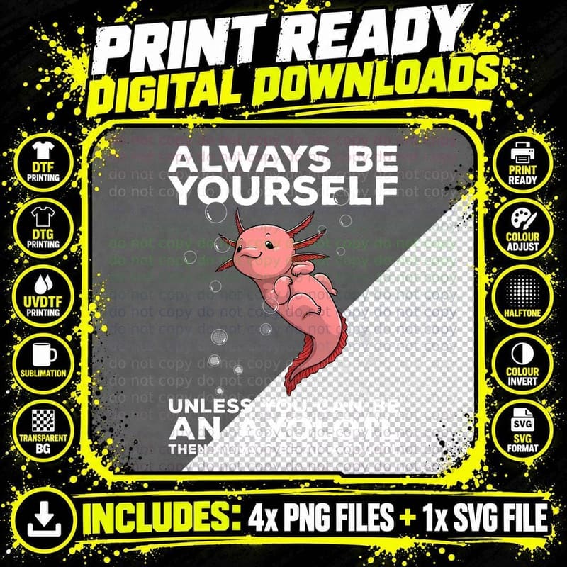 Funny Axolotl Design for Men Women Boys Girls Axolotl Png SVG Digital Bundle