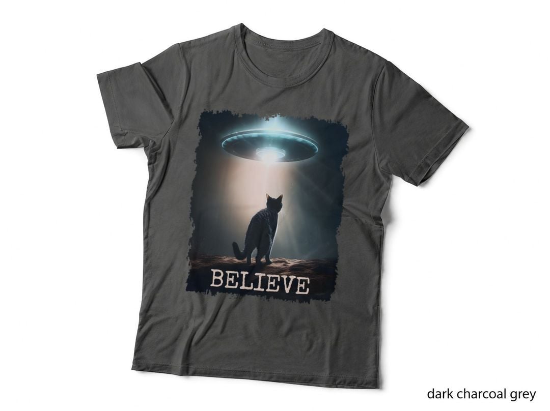 Funny Cat Believe Alien UFO Abduction Pet Lover Cat Owner T-Shirt