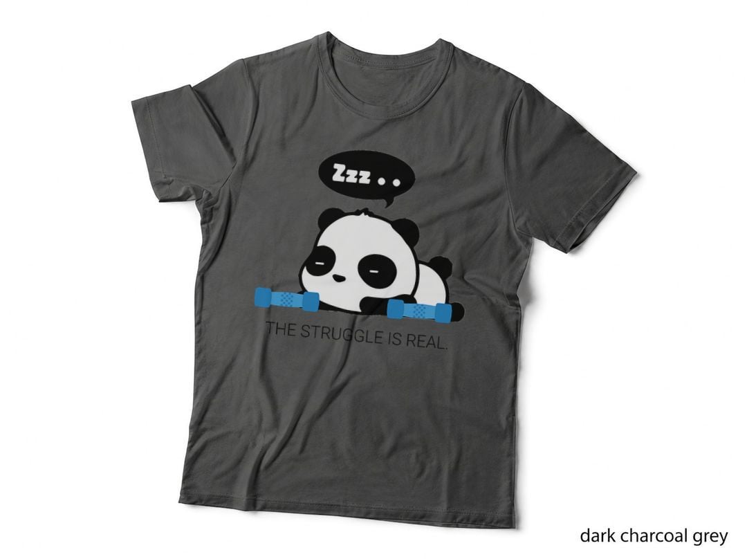 Funny Cute the Struggle Is Real Panda Work Out T Shirt Gift