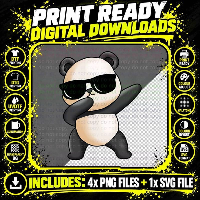 Funny Dabbing Panda Cute Animal Giant Panda Bear Dab Png SVG Digital Bundle