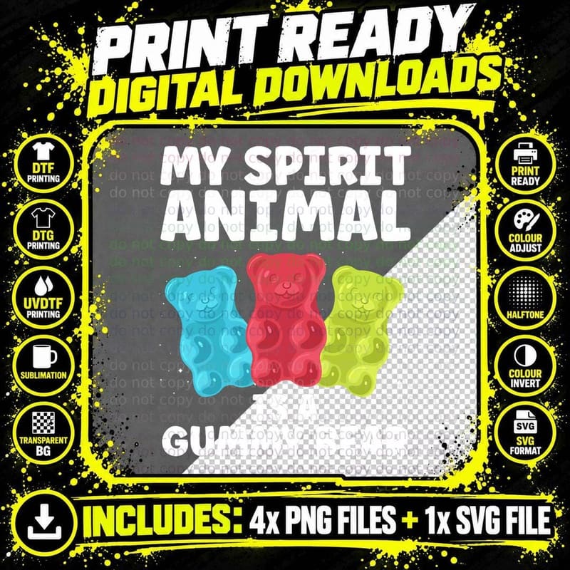 Funny Gummy Bear Art for Kids Girls Boys Candy Lover Png SVG Digital Bundle
