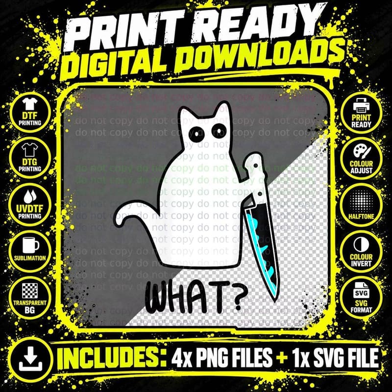 Funny Murder Cat Gift T-Shirt Png SVG Digital Bundle