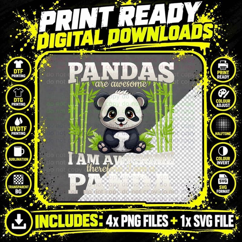 Funny Panda Lover Design for Men Women Boys Girls Panda Png SVG Digital Bundle