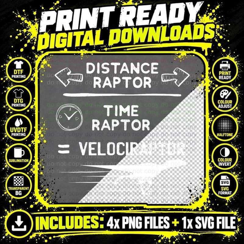 Funny Physics Lover Velociraptor Pun Dinosaur T-Shirt Png SVG Digital Bundle