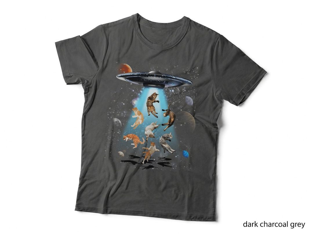 Galaxy Cat Shirt, Cat UFO Shirt, Funny Cat Tee, Cat Graphic T-Shirt