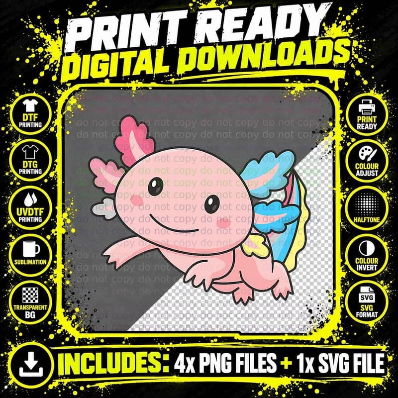 Genderflux Flag Genderflux Pride LGBTQ Axolotl T-Shirt Png SVG Digital Bundle