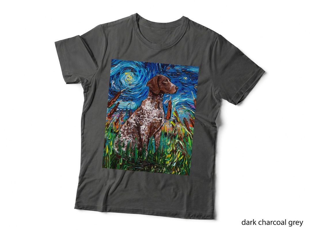 German Short Hair Pointer Starry Night Dog Art by Aja T-Shirt