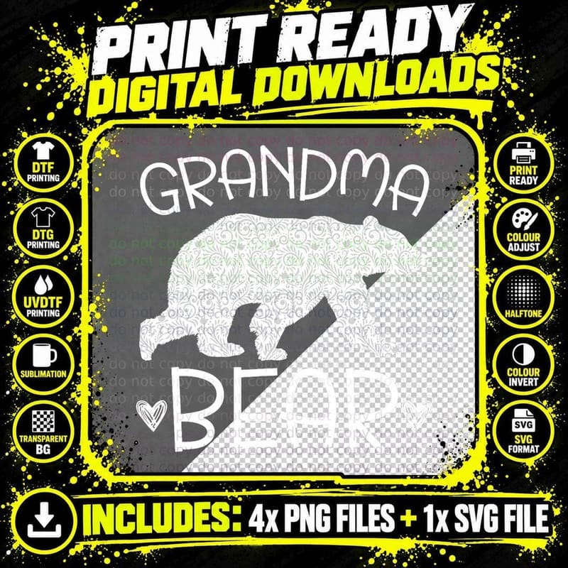 Grandma Bear Lover Grandmother Granny Grandparents Day Png SVG Digital Bundle