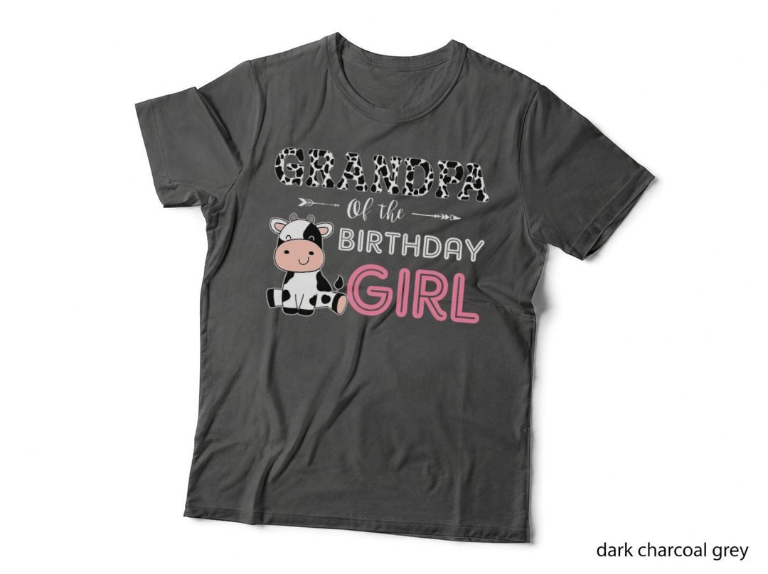 Grandpa of the Birthday Girl Farm Cow Grandpa Grandfather T-Shirt