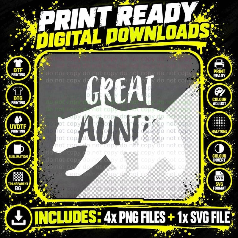 Great Aunt Auntie Bear Shirt Aunt Family T-Shirt Png SVG Digital Bundle