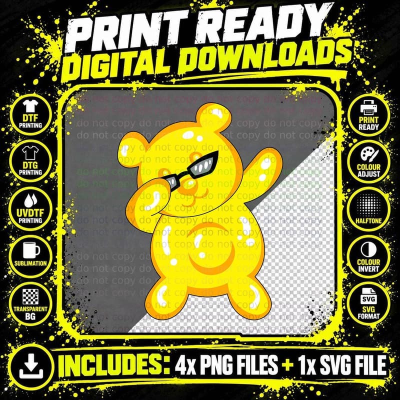 Gummy Bear Birthday Dabbing Gummy Bear Dancing Gummy Png SVG Digital Bundle