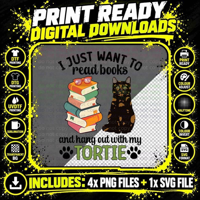 Hang Out with My Tortie Cat Owner Tortoiseshell Cat Png SVG Digital Bundle
