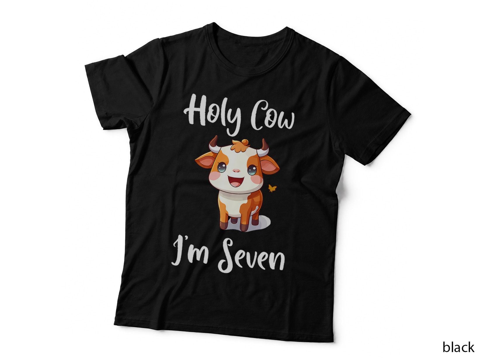 Holy Cow I'm Seven Kids Birthday T-Shirt, Kids Gift Holiday Tee