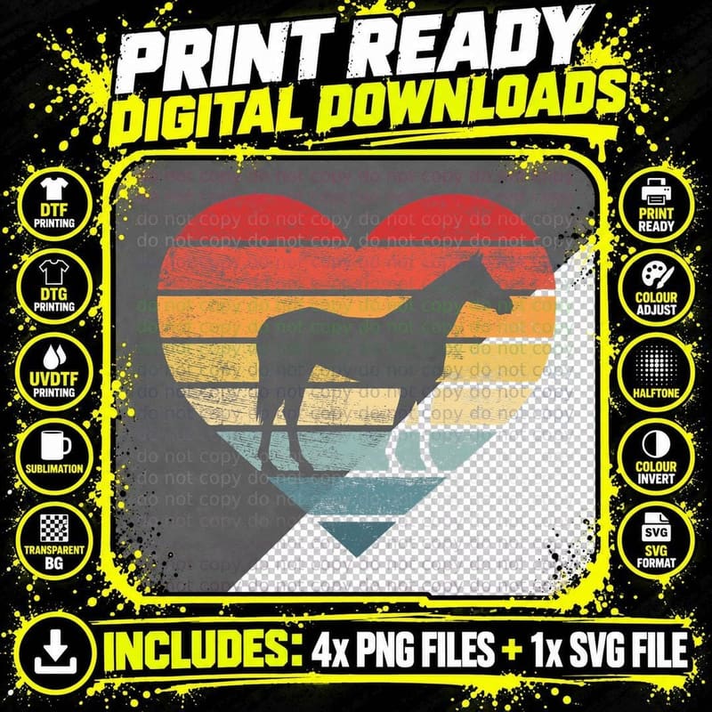 Horse Lover Gifts Horseback Riding Equestrian Retro Png SVG Digital Bundle