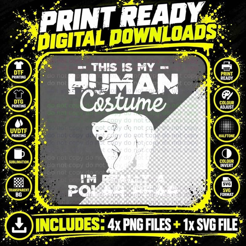 Human Costume - Polar Bear Lover Zookeeper Wildlife Png SVG Digital Bundle