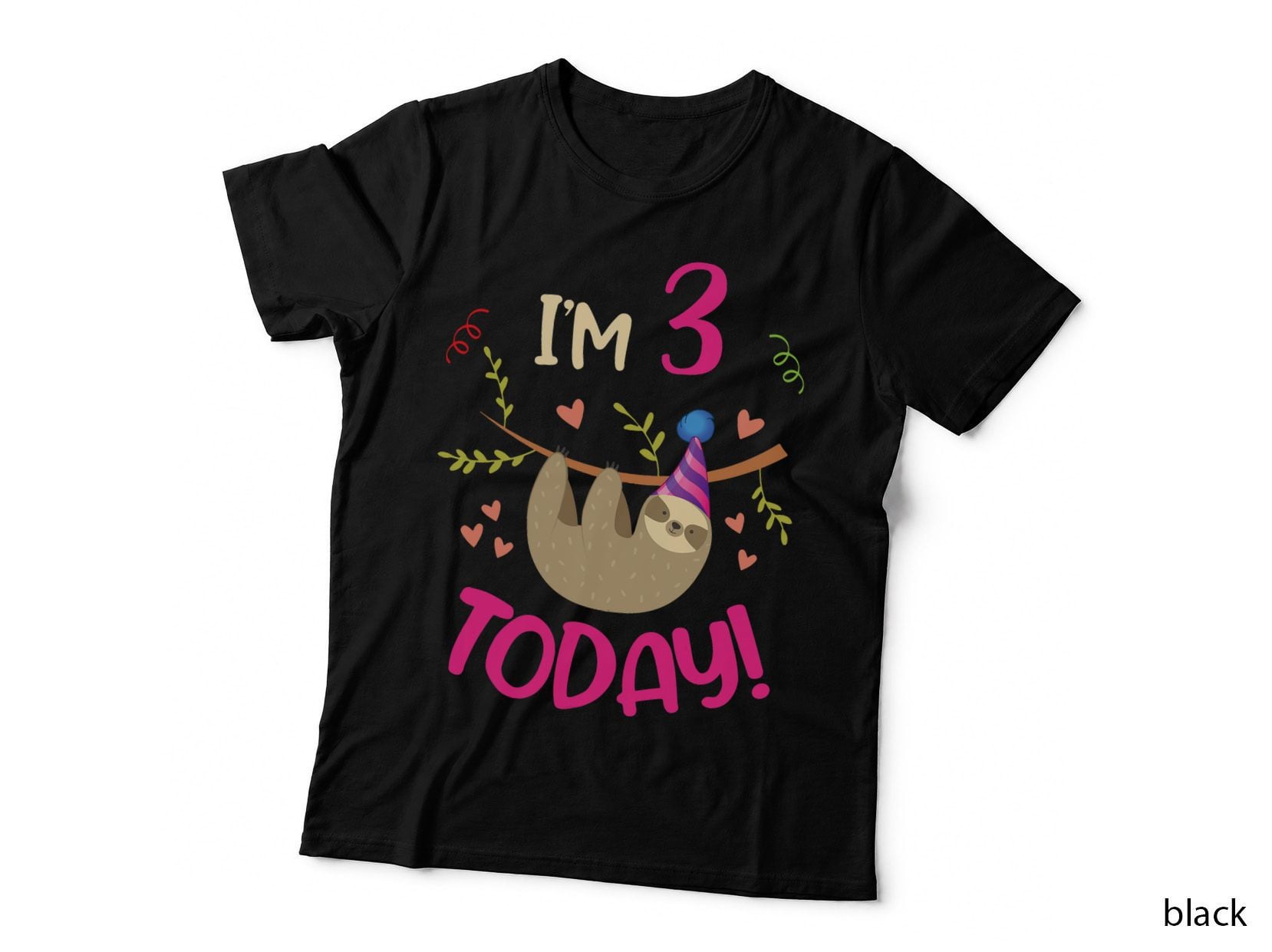 I Am 3 Today Toddler Birthday Gift for Sloth Lover T-Shirt