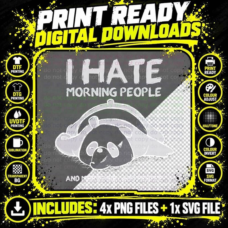 I Hate Mornings People and Mornings and People Funny Png SVG Digital Bundle
