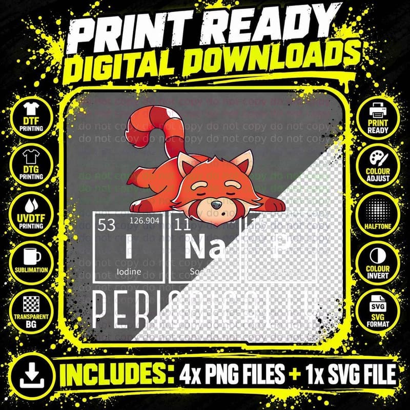 I Nap Periodically Funny Forest Animal Sleepy Red Panda Png SVG Digital Bundle
