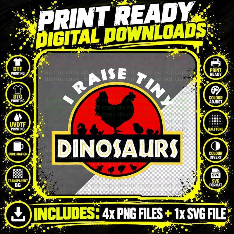 I Raise Tiny Dinosaurs Chicken Lover T-Shirt Png SVG Digital Bundle