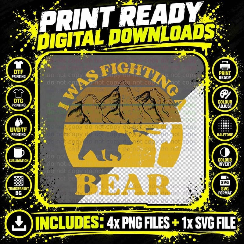 I Was Fighting a Bear Martial Arts Sunset T-Shirt Png SVG Digital Bundle
