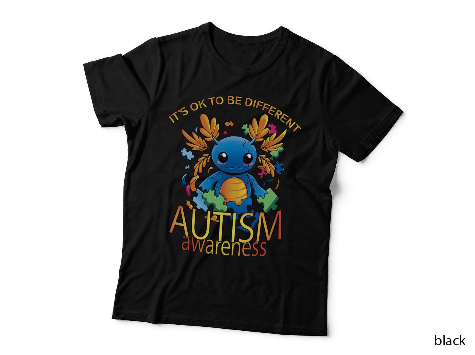 Its Ok to Be Different Autism Awareness Shirt Funny Axolotl T-Shirt