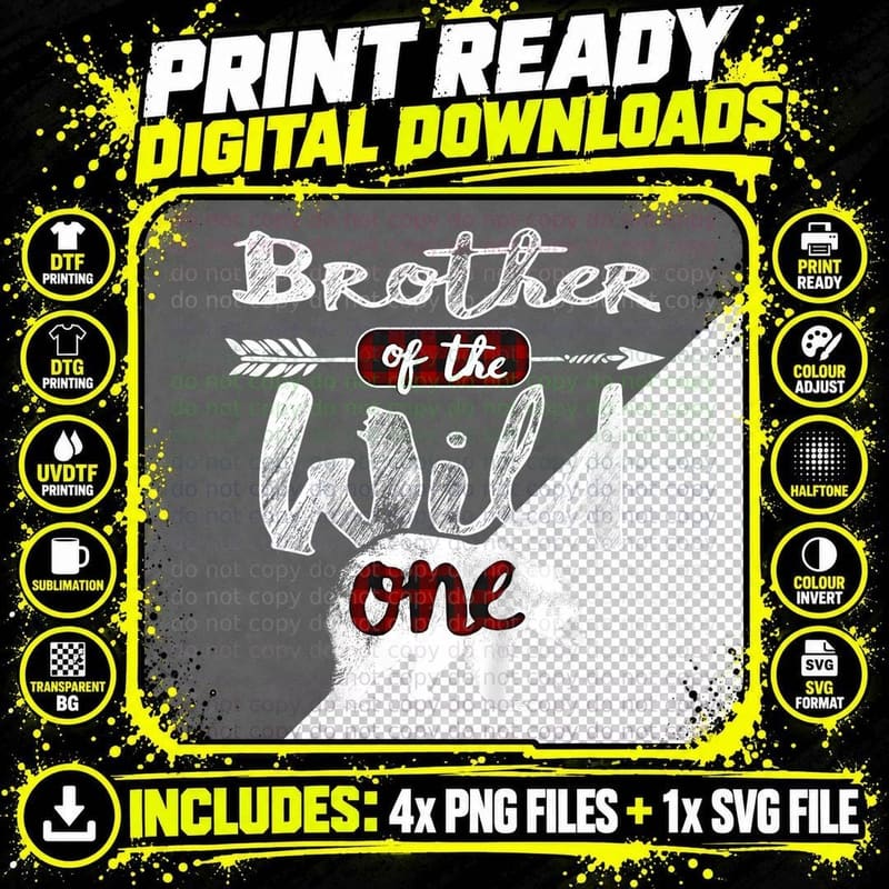 Kids Brother of the Wild One Shirt Bear Family Matching Png SVG Digital Bundle