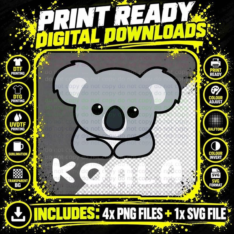 Kids Koala Shirt for Boys or Girls Cute Koala Bear Gift Png SVG Digital Bundle