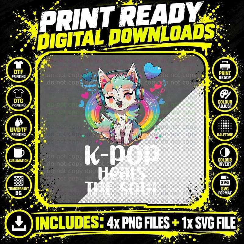 Kpop Items Bias Wolf Korean Pop Merch K-Pop Merchandise Png SVG Digital Bundle