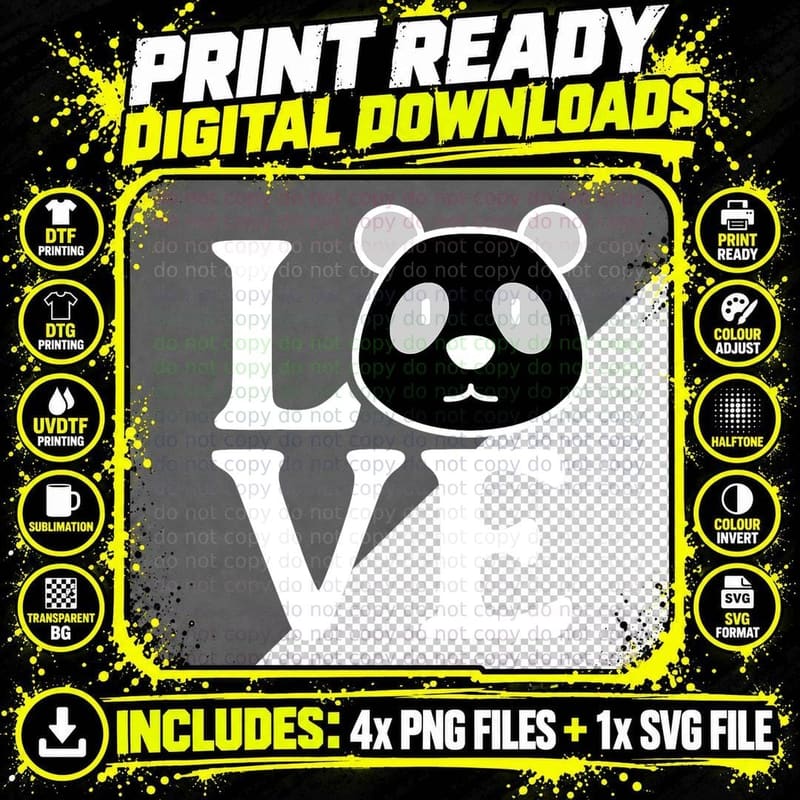 LOVE Pandas Shirt Panda Lover Shirt Kids Panda Bear Png SVG Digital Bundle