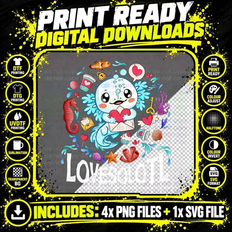 Lovesolotl Love Axolotl Cute Axolotl Lover Heart Png SVG Digital Bundle